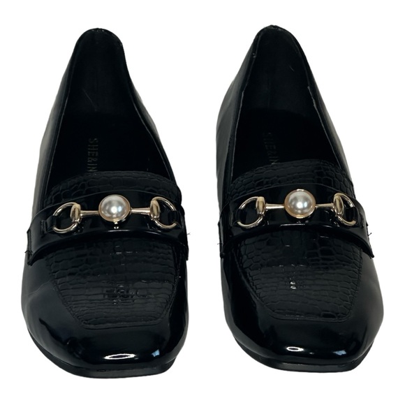 She & in Black shoes mid heel square toe block size 7.5 (Woman's) - Picture 6 of 7